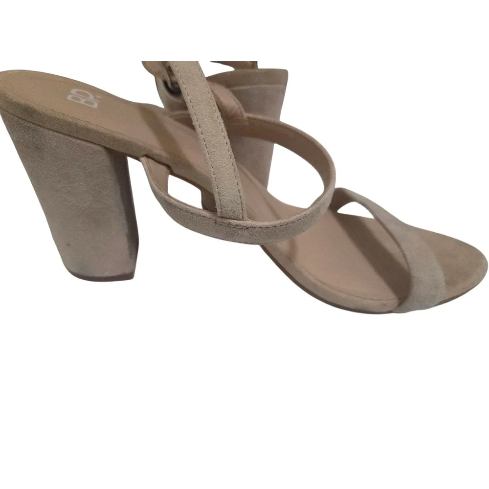 BP Womens Beige Suede Block Heel Ankle Strap Sandals‎ Size 8